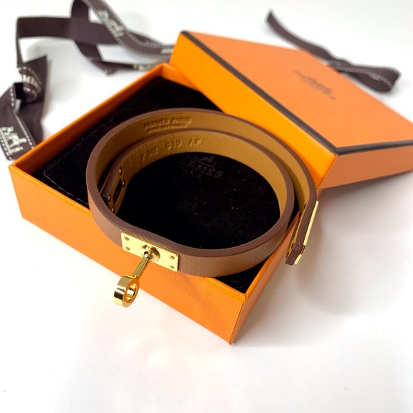 Hermes Mini Kelly Double Tour Bracelet Swift Gold GHW T1 - Picture 5 of 11